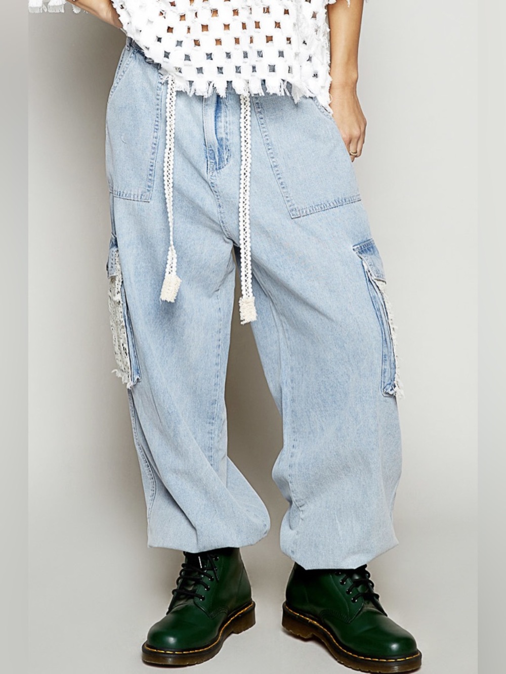 POL “ Crochet Cargo “ Relaxed Baggy Jeans | Denim - Picture 3 of 5
